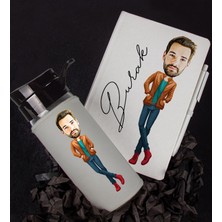 Ejoya Kişiye Özel Karikatür Tasarım Defter Kalem Matara Hediye Seti 96457