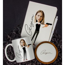 Ejoya Kişiye Özel Karikatür Tasarım Defter Kalem Kupa ve Bardak Altlığı Hediye Seti 96282