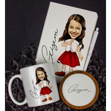 Ejoya Kişiye Özel Karikatür Tasarım Defter Kalem Kupa ve Bardak Altlığı Hediye Seti 96331