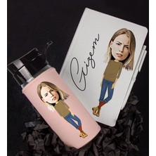 Ejoya Kişiye Özel Karikatür Tasarım Defter Kalem Matara Hediye Seti 96411