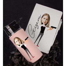 Ejoya Kişiye Özel Karikatür Tasarım Defter Kalem Matara Hediye Seti 96482