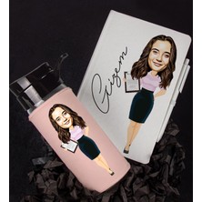 Ejoya Kişiye Özel Karikatür Tasarım Defter Kalem Matara Hediye Seti 96495