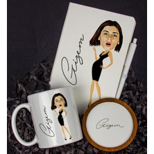 Ejoya Kişiye Özel Karikatür Tasarım Defter Kalem Kupa ve Bardak Altlığı Hediye Seti 96242