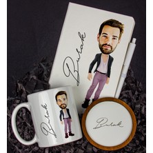 Ejoya Kişiye Özel Karikatür Tasarım Defter Kalem Kupa ve Bardak Altlığı Hediye Seti 96177