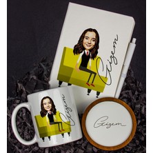 Ejoya Kişiye Özel Karikatür Tasarım Defter Kalem Kupa ve Bardak Altlığı Hediye Seti 96286