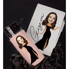 Ejoya Kişiye Özel Karikatür Tasarım Defter Kalem Matara Hediye Seti 96349