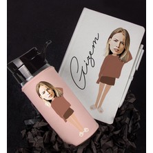 Ejoya Kişiye Özel Karikatür Tasarım Defter Kalem Matara Hediye Seti 96476