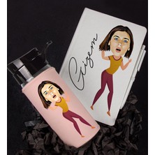 Ejoya Kişiye Özel Karikatür Tasarım Defter Kalem Matara Hediye Seti 96425