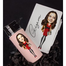 Ejoya Kişiye Özel Karikatür Tasarım Defter Kalem Matara Hediye Seti 96438