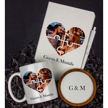 Ejoya Kişiye Özel Kalpli Defter Kalem Kupa ve Bardak Altlığı Hediye Seti 112288