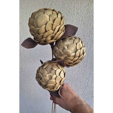 Kutmen Lateks El Yapimi Ara Dal 3 Adet Enginar Gold Rengi