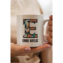 Yılbaşı Hediyesi Kişiye Özel E Harfi Baskılı Kupa Bardak