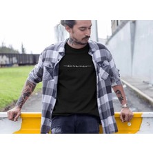 Tarz Yeri Erkek Bisiklet Yaka Baskılı Oversize T-Shirt - Siyah