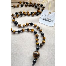 Kaplan Gözü & Oniks Taşı 70-80 Cm Uzun Erkek Kolye