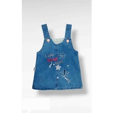 Asil Öztürk Baby & Kids Kız Bebek Çocuk Life Star Kot Jile Yıldız Desen Jean Salopet Denim Elbise