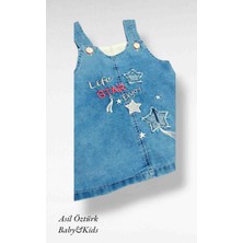 Asil Öztürk Baby & Kids Kız Bebek Çocuk Life Star Kot Jile Yıldız Desen Jean Salopet Denim Elbise