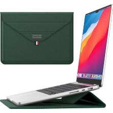 Seashell Digital 13-14 Inç Yastıklı Laptop Çantası Standı Pu Deri Zarf Laptop Çantası Taşıma Kol Çantası-Siyahımsı Yeşil (Yurt Dışından)