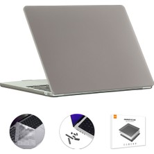 Seashell Digital Macbook Air 15 Inç (2023) A2941 (Ab Versiyonu) Mat Dizüstü Pc Kılıfı ile Tpu Klavye Filmi + Toz Geçirmez Fişler-Gri (Yurt Dışından)