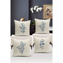 Bertille Home Flower/vintage Serisi Çift Tarafı Dijital Baskılı  4'lü Kırlent Kılıfı Seti  (Cushion Cover Set)