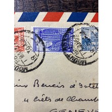 Hindistan'dan Isvicre Geneva'ya Uçak Postası Zarfı 1952 Yılından  By Airmail From India To Switzerland