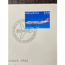 1972 Isvicre Hava Yollarının Swiss Air Kuzey Atlantic Uçuşlarının 25. Yıl Dönümü Geneve - New York Kennedy Int. Airport ve Özel Ilk Gün Damgalı Zarf Fdc