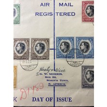 1937 Kraliyet Ziyareti Ingiliz Sömürge Ilk Gün Zarfı Tam Seri Pulları ve Özel Gün Damgalı Royal Visit 1937 Fdc Basutoland Commonwealth