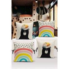 Bertille Home Çocuk Bebek Çift Tarafı Dijital Baskılı  4'lü Kırlent Kılıfı Seti  (Kids Children Cushion Cover)
