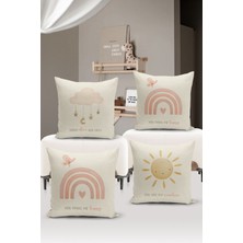 Bertille Home Çocuk Bebek Çift Tarafı Dijital Baskılı  4'lü Kırlent Kılıfı Seti  (Kids Children Cushion Cover)
