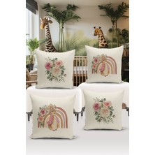 Bertille Home Çocuk Bebek Çift Tarafı Dijital Baskılı  4'lü Kırlent Kılıfı Seti  (Kids Children Cushion Cover)