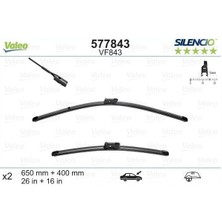 Valeo Silecek Süpürgesi Ön Muz Tipi Silencio (Sessiz) Bmw X1 F48 2015- (650MM+400MM)