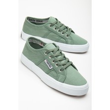 Tonny Black Kadın Yeşil Rahat Kalıp Krep Taban Bağcıklı Keten Günlük Ayakkabı