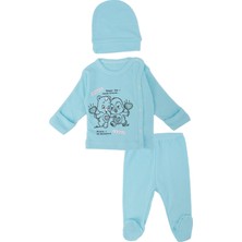 Bebelop Unisex Bebek Sevimli Hayvan Baskılı Body Zıbın Badi 3'lü Takım
