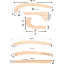 Artlantis Riga Cetvel Seti Ahşap 6 Parça 1 Paket Riga Seti Riga Takımı Terzi Modelist Tekstil Cetveli