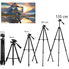 Dymax 135CM Tripod Bluetooth Kumandalı Telefon Tutuculu Tripod Cep Telefonu Projeksiyon Cihazı Uyumlu Tripot