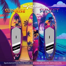 Skatinger Lethe Boards Sunset Sup Board Double Layer Paddle Board Skatinger Şişme Sörf Tahtası Full Set 335 x 84 x 15 cm Kolayca Taşınabilir + Su Geçirmez Telefon Kılıfı Hediye