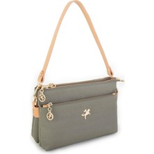 Nas Bag Kadın Çapraz Çanta Yeşil Camel Gofraj
