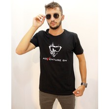 Cazador 4208 Erkek Baskılı T-Shırt Siyah