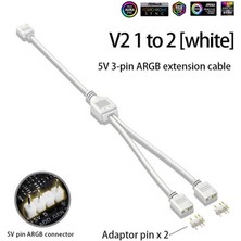 Coolmoon 2 Port 5V 3pin Argb LED Splitter Çoklayıcı Kablo, Uzatma Kablosu (1 Dişi To 2 Dişi) - Beyaz