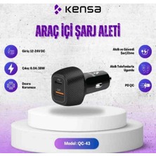 Kensa Araç Içi Taşınabilir Şarj Cihazı Typc-E Uyumlu Hızlı Şarj