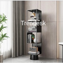 Trendesk Metal Siyah 4 Katlı Köşe Kitaplık  118-28-28 cm