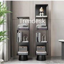 Trendesk Metal Siyah 4 Katlı Köşe Kitaplık  118-28-28 cm