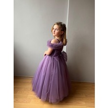 Taha Kids Fırfırlı Prenses Kız Çocuk Abiye Lila