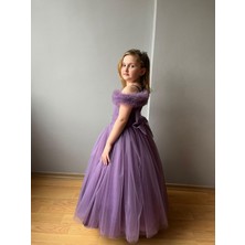Taha Kids Fırfırlı Prenses Kız Çocuk Abiye Lila
