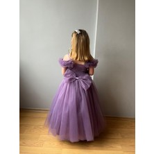 Taha Kids Fırfırlı Prenses Kız Çocuk Abiye Lila