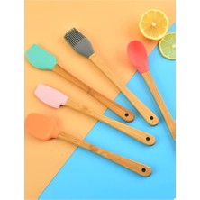 Manor Renkli ve Bambu Saplı Silikon Mini Spatula Seti (5li)