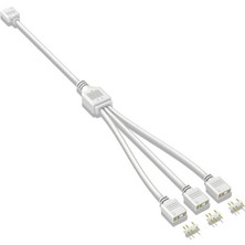 Coolmoon 3 Port 5V 3pin Argb LED Splitter Çoklayıcı Kablo, Uzatma Kablosu (1 Dişi To 3 Dişi) - Beyaz