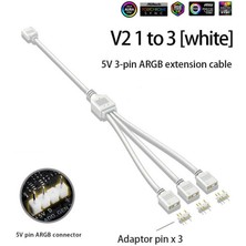 Coolmoon 3 Port 5V 3pin Argb LED Splitter Çoklayıcı Kablo, Uzatma Kablosu (1 Dişi To 3 Dişi) - Beyaz