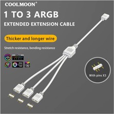 Coolmoon 3 Port 5V 3pin Argb LED Splitter Çoklayıcı Kablo, Uzatma Kablosu (1 Dişi To 3 Dişi) - Beyaz