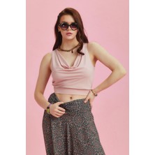 Los Banditos Lastikli Kolsuz Degaje Yaka Şık Crop Bluz