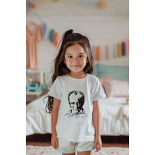 Lilabio Unisex  Pamuk Kız Çocuk Atatürk Baskılı Kısa Kollu Tişört